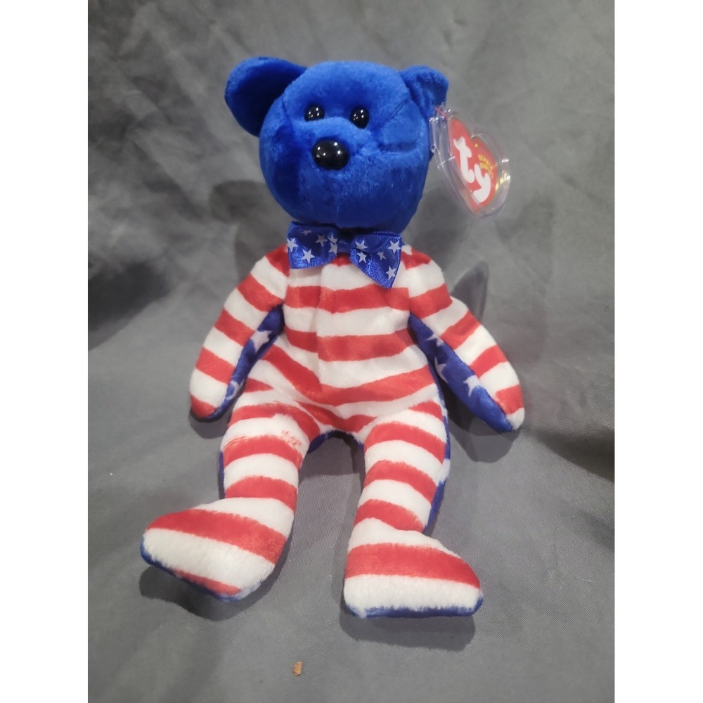TY BEANIE BABY BABIES TAG 2002 LIBERTY BEAR USA FLAG PATRIOTIC BLUE Error Tag